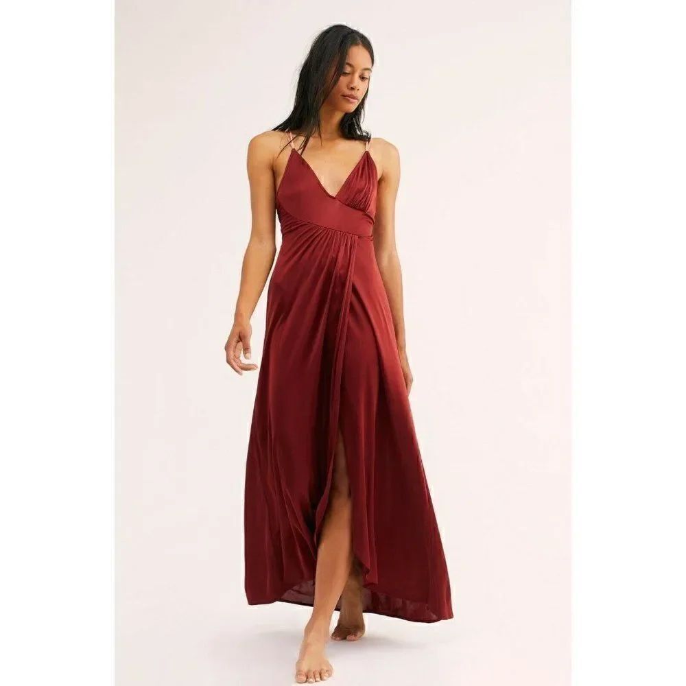 NEW FREE PEOPLE Sz XS EAST SIDE MAXI SLIP DRESS - Picture 4 of 5